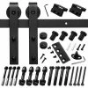 Best Pirce 😀 Boyel Living 6 ft./72 in. Black Steel Bent Strap Sliding Barn Door Track and Hardware Kit for Single Door with Floor Guide 🎉