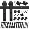 Best deal 😀 Boyel Living 5 ft./60 in. Black Steel Bent Strap Sliding Barn Door Track and Hardware Kit for Single with Floor Guide ✔️