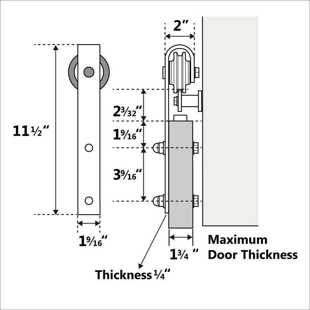 Best deal 😀 Boyel Living 5 ft./60 in. Black Steel Bent Strap Sliding Barn Door Track and Hardware Kit for Single with Floor Guide ✔️ - Image 3
