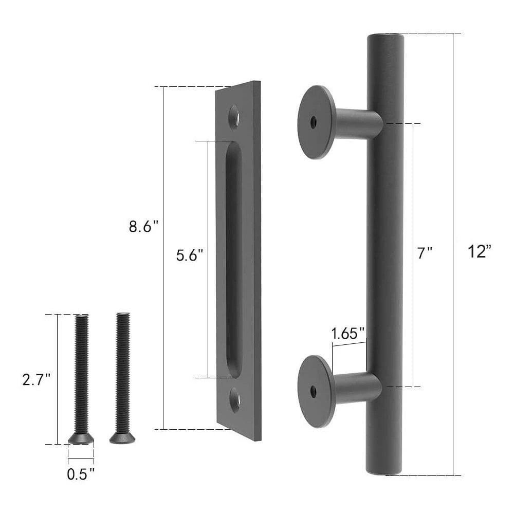 Cheapest ๐คฉ Boyel Living 12 in. Black Ladder Pull and Flush Sliding Barn Door Handle Set ๐ - Image 5