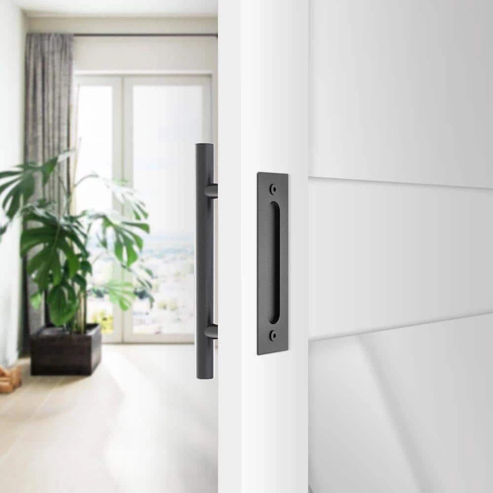 Cheapest ๐คฉ Boyel Living 12 in. Black Ladder Pull and Flush Sliding Barn Door Handle Set ๐ - Image 2