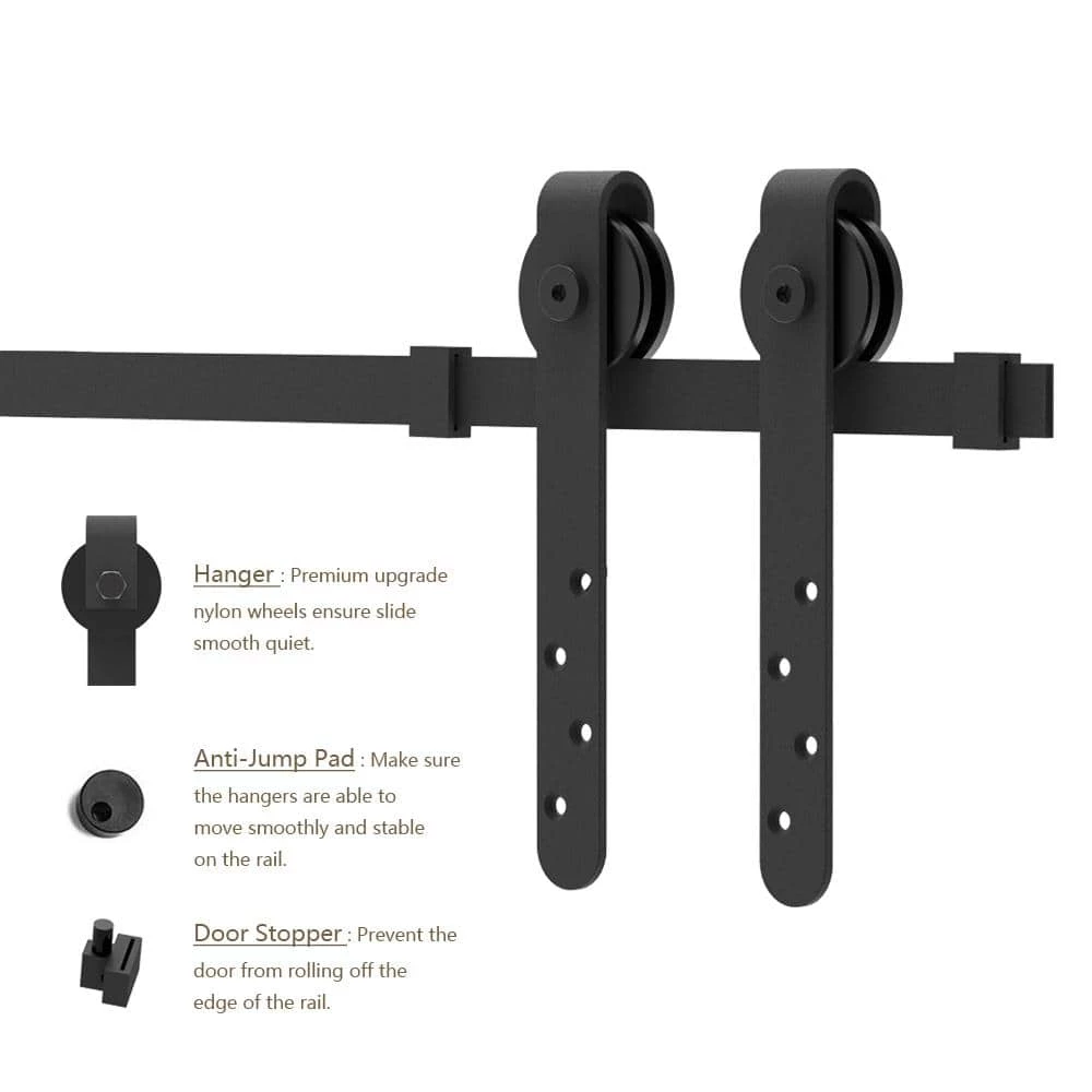 Brand new ๐ฅ Boyel Living 6.6 ft./79 in. Black Steel Sliding Barn Door Track and Hardware Kit for Double Doors with Floor Guide ๐ฏ - Image 6