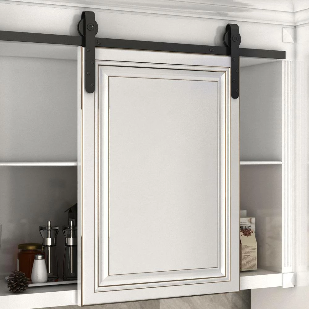 Brand new ๐ฅ Boyel Living 6.6 ft./79 in. Black Steel Sliding Barn Door Track and Hardware Kit for Double Doors with Floor Guide ๐ฏ - Image 4