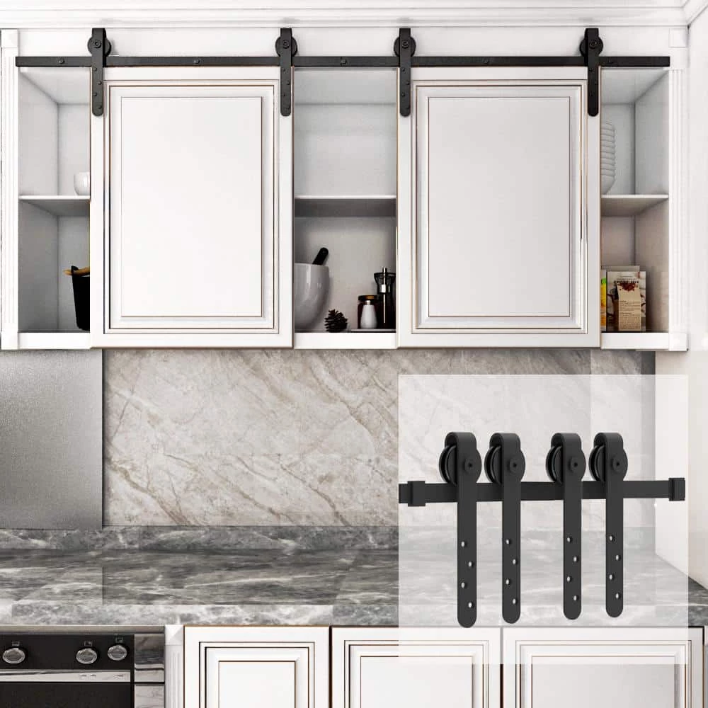 Brand new ๐ฅ Boyel Living 6.6 ft./79 in. Black Steel Sliding Barn Door Track and Hardware Kit for Double Doors with Floor Guide ๐ฏ - Image 3