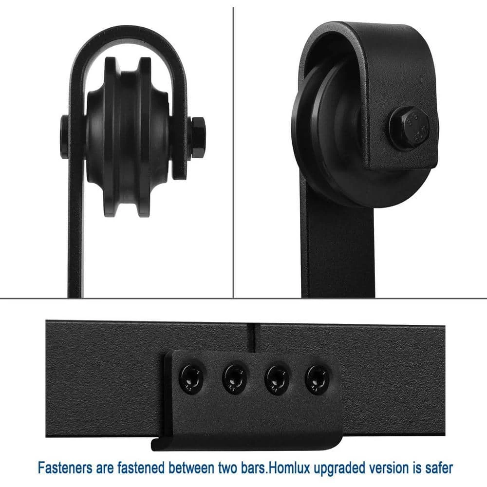 Buy 🎉 Boyel Living 6.6 ft./79 in. Black Steel Bent Strap Sliding Barn Door Track and Hardware Kit for Single Door with Floor Guide 🎁 - Image 6