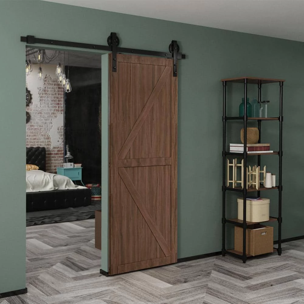 Buy ๐งจ Boyel Living 5 ft./60 in. Black Sliding Barn Door Track and Hardware Kit with Bigwheel J-Shape Hanger For Single Door ๐ - Image 6