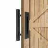 Best Pirce 🎉 Boyel Living 12 in. Black Square Pull and Flush Sliding Barn Door Handle Set 😍