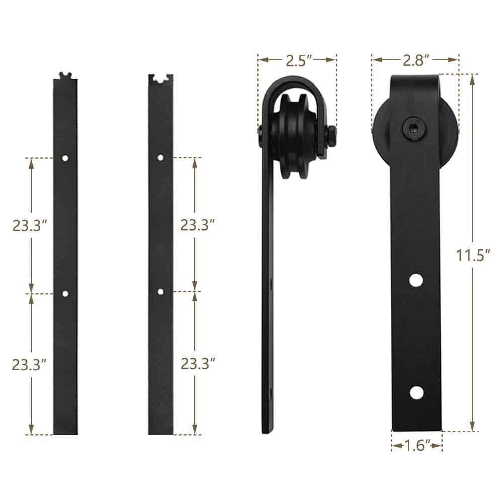 Brand new ๐ Boyel Living 9 ft./108 in. Black Bent Strap Sliding Barn Door Track and Hardware Kit for Single Door with Floor Guide ๐ฅฐ - Image 3