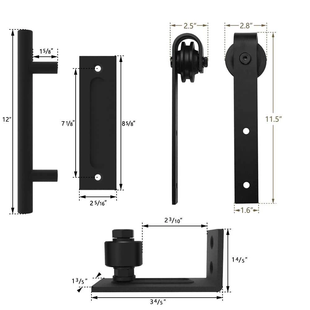 Brand new ⭐ Boyel Living 8 ft./96 in. Black Steel Bent Strap Sliding Barn Door Track and Hardware Kit with 12 in. Cylinder Handle and Floor Guide 🎉 - Image 4