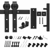 Buy ✨ Boyel Living 6.6 ft./79 in. Black Steel Bent Strap Sliding Barn Door Track and Hardware Kit with 12 in. Square Handle and Floor Guide 👍