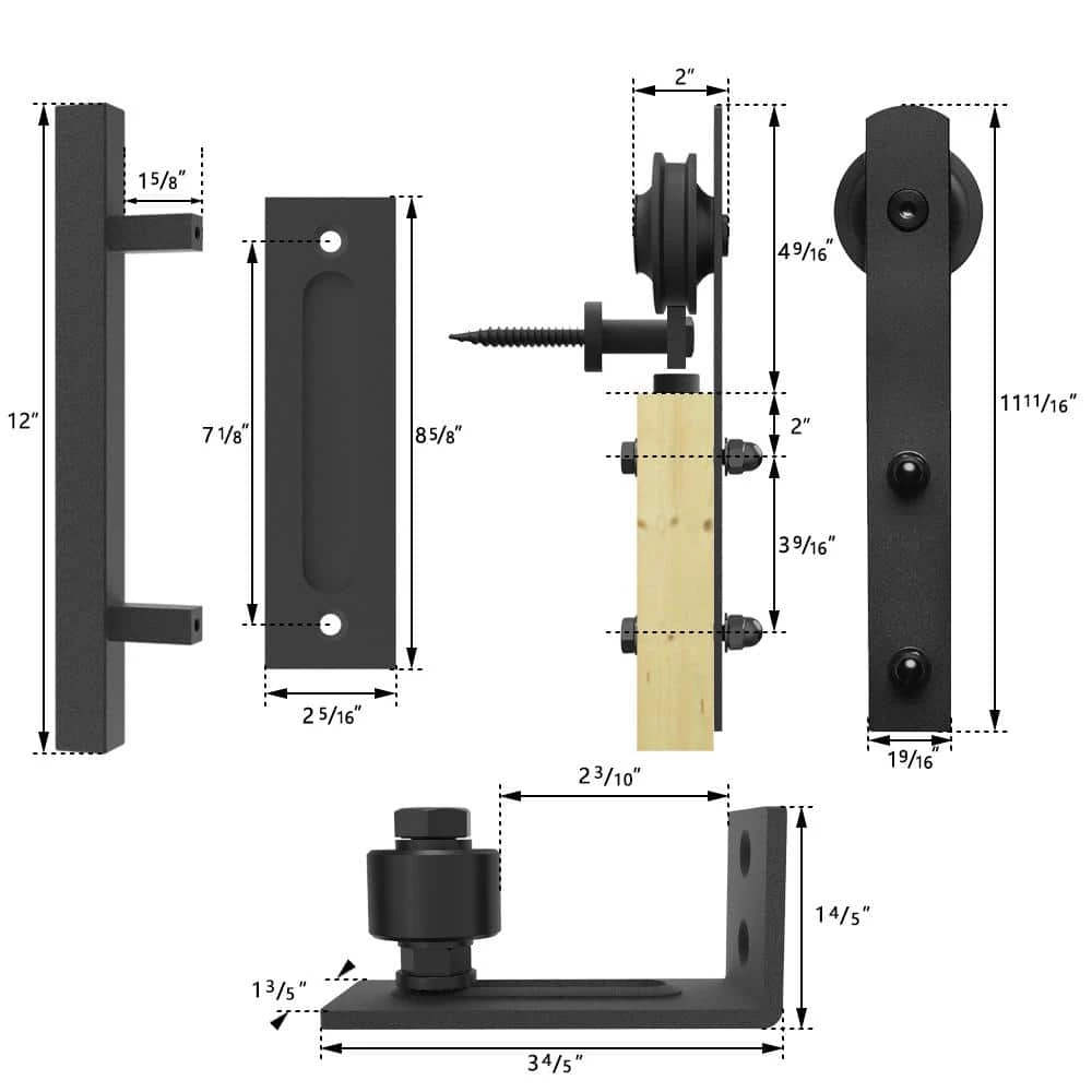 Best reviews of ✔️ Boyel Living 6.6 ft./79 in. Black Steel Strap Sliding Barn Door Track and Hardware Kit with 12 in. Square Handle and Floor Guide ✔️ - Image 5