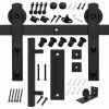 Best reviews of ✔️ Boyel Living 6.6 ft./79 in. Black Steel Strap Sliding Barn Door Track and Hardware Kit with 12 in. Square Handle and Floor Guide ✔️