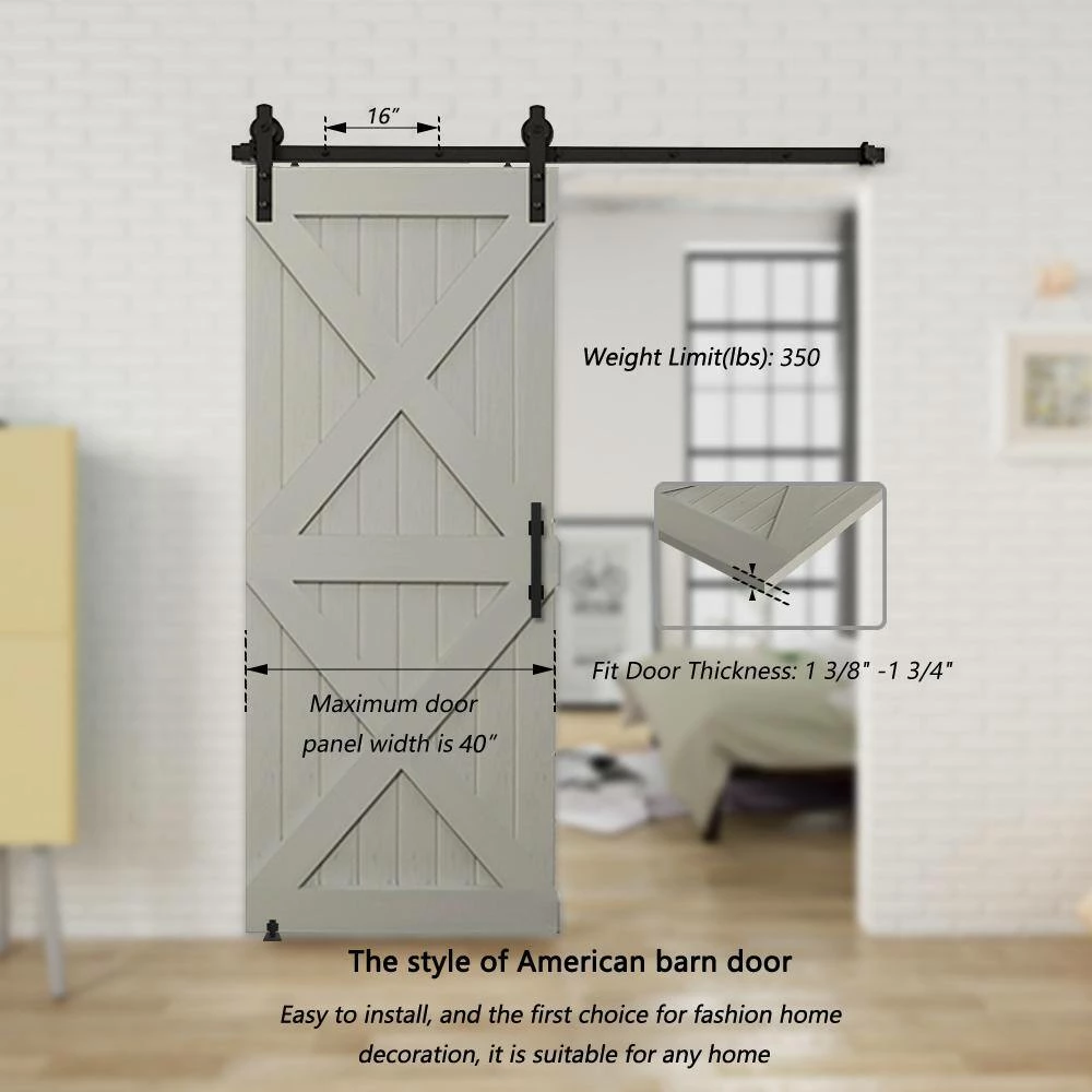 Best reviews of ✔️ Boyel Living 6.6 ft./79 in. Black Steel Strap Sliding Barn Door Track and Hardware Kit with 12 in. Square Handle and Floor Guide ✔️ - Image 7