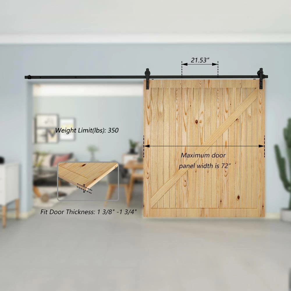 Cheap 😉 Boyel Living 12 ft./144 in Black Straight Strap Sliding Barn Door Track and Hardware Kit for Single Door with Floor Guide 🤩 - Image 5