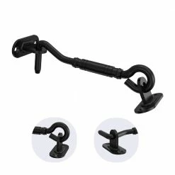 Buy 🛒 Boyel Living 4 in. Black Steel Sliding Barn Door Hook Lock Latch 👍