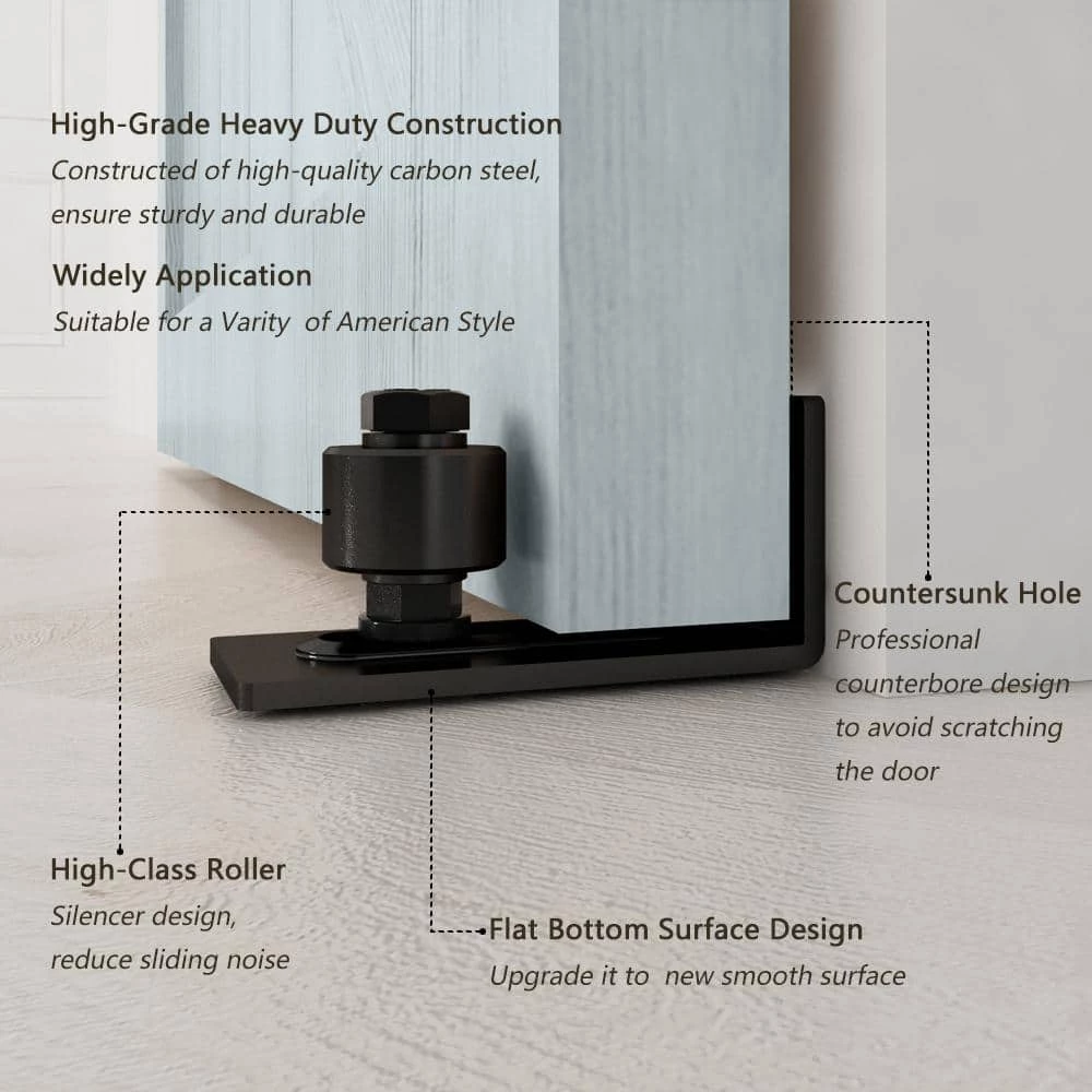 Cheap 🤩 Boyel Living 6 ft./72 in. Black Steel Bent Strap Sliding Barn Door Track and Hardware Kit with 12 in. Cylinder Handle and Floor Guide 🔥 - Image 5