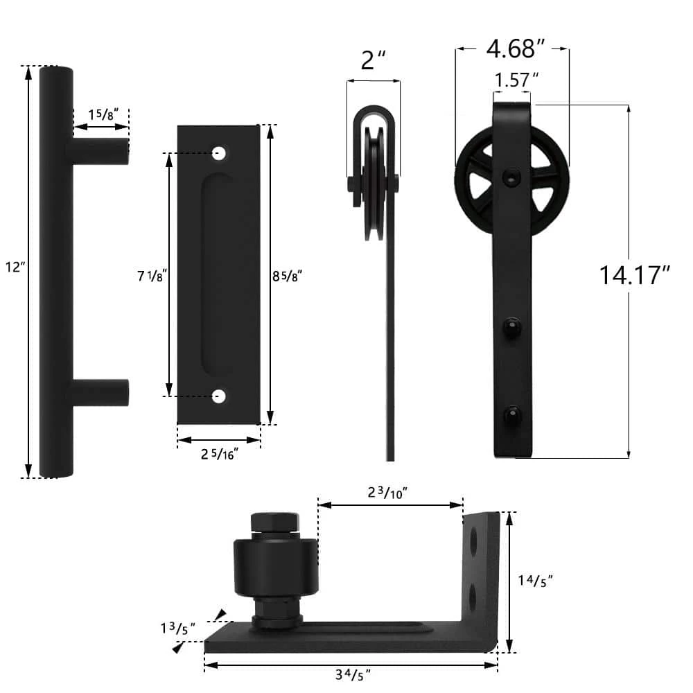 Cheap 🤩 Boyel Living 6 ft./72 in. Black Steel Bent Strap Sliding Barn Door Track and Hardware Kit with 12 in. Cylinder Handle and Floor Guide 🔥 - Image 6
