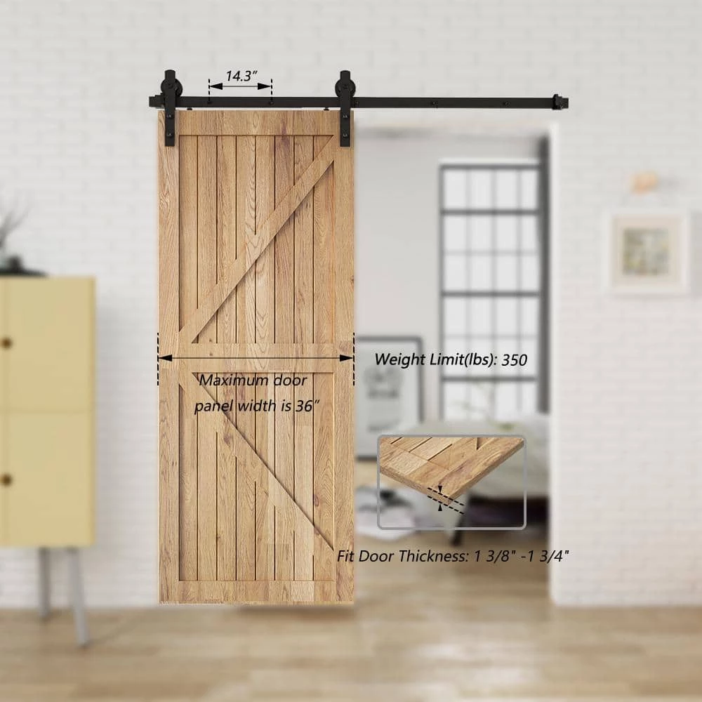 Deals 😍 Boyel Living 6 ft./72 in. Black Sliding Barn Door Track and Hardware Kit with I-Shape Hanger For Single Door ❤️ - Image 6