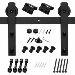 Deals 😍 Boyel Living 6 ft./72 in. Black Sliding Barn Door Track and Hardware Kit with I-Shape Hanger For Single Door ❤️