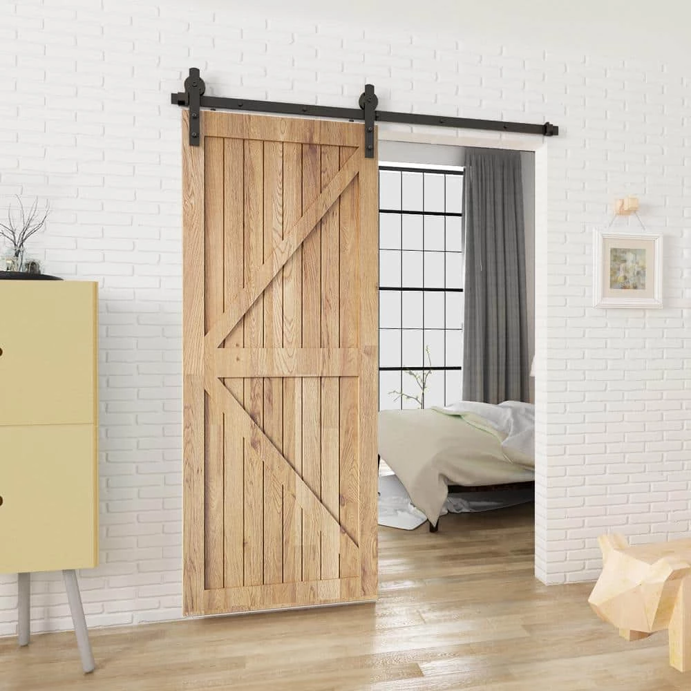 Deals 😍 Boyel Living 6 ft./72 in. Black Sliding Barn Door Track and Hardware Kit with I-Shape Hanger For Single Door ❤️ - Image 2
