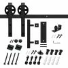 Best deal 👏 Boyel Living 5 ft./60 in. Black Steel Bent Strap Sliding Barn Door Track and Hardware Kit with 12 in. Square Pull and Flush Handle ⌛