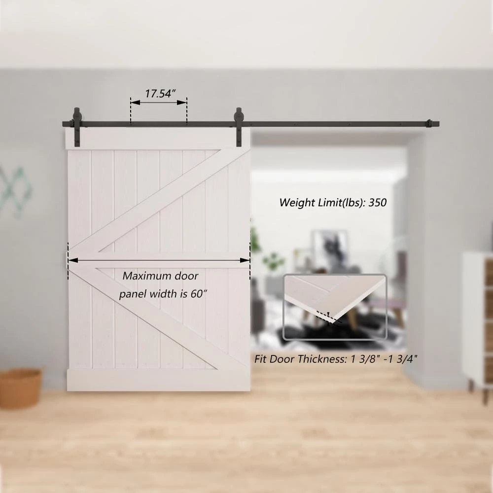 Top 10 🔥 Boyel Living 10 ft./120 in. Black Straight Strap Sliding Barn Door Track and Hardware Kit for Single Door with Floor Guide 🎁 - Image 5