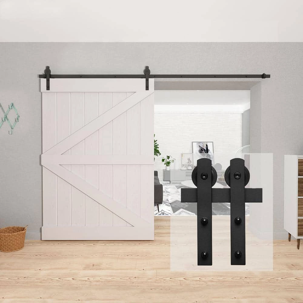 Top 10 🔥 Boyel Living 10 ft./120 in. Black Straight Strap Sliding Barn Door Track and Hardware Kit for Single Door with Floor Guide 🎁 - Image 2