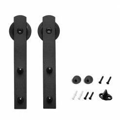 Wholesale 😉 Boyel Living 11.5 in. Black Steel Straight Strap Barn Style Sliding Door Hardware Replacement Roller 🛒