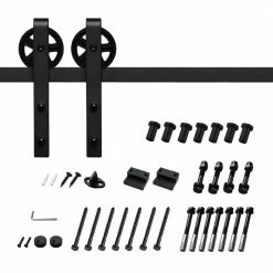 Top 10 🌟 Boyel Living 10 ft./120 in. Black Sliding Barn Door Track and Hardware Kit with Bigwheel J Shape Hanger for Single Door ⭐