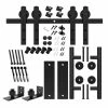 Budget 🎁 Boyel Living 10 ft./120 in. Black for Double Doors Steel Sliding Barn Door Track and Hardware Kit with 12 in. Round Handle Set 🔥