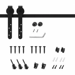 Discount 🤩 Boyel Living 3 ft./36 in. Mini Black for Single Door Cabinet Steel Classic Sliding Barn Door Hardware Kit 😍
