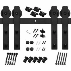 Best deal 🌟 Boyel Living 6.6 ft./78 in. I Shape Black for Double Doors Steel Sliding Barn Door Track and Hardware Kit (2-Pieces Track) 💯
