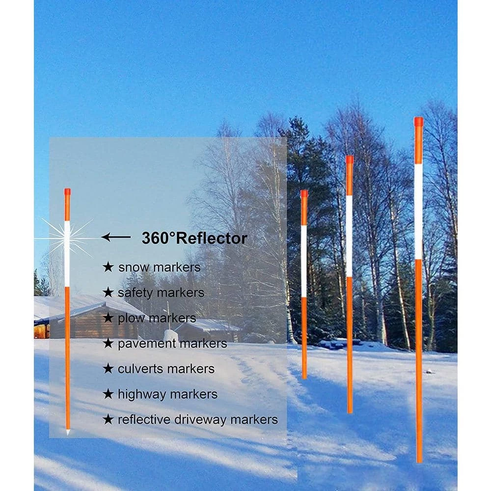 Discount ๐คฉ FiberMarker 36 in. Driveway Markers Driveway Poles for Easy Visibility at Night Reflective, Orange (12-Pack) โจ - Image 3