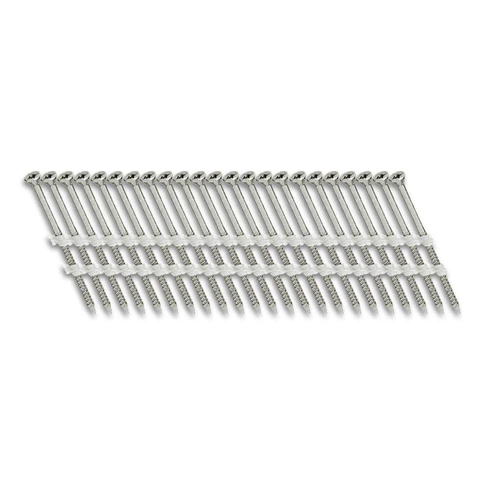 Best Sale 🎁 Scrail 3 in. x 1/9 in. 20-Degree Fine Thread Electro-Galvanize Plastic Strip Versa Drive Nail Screw Fastener (1,000-Pack) 👍