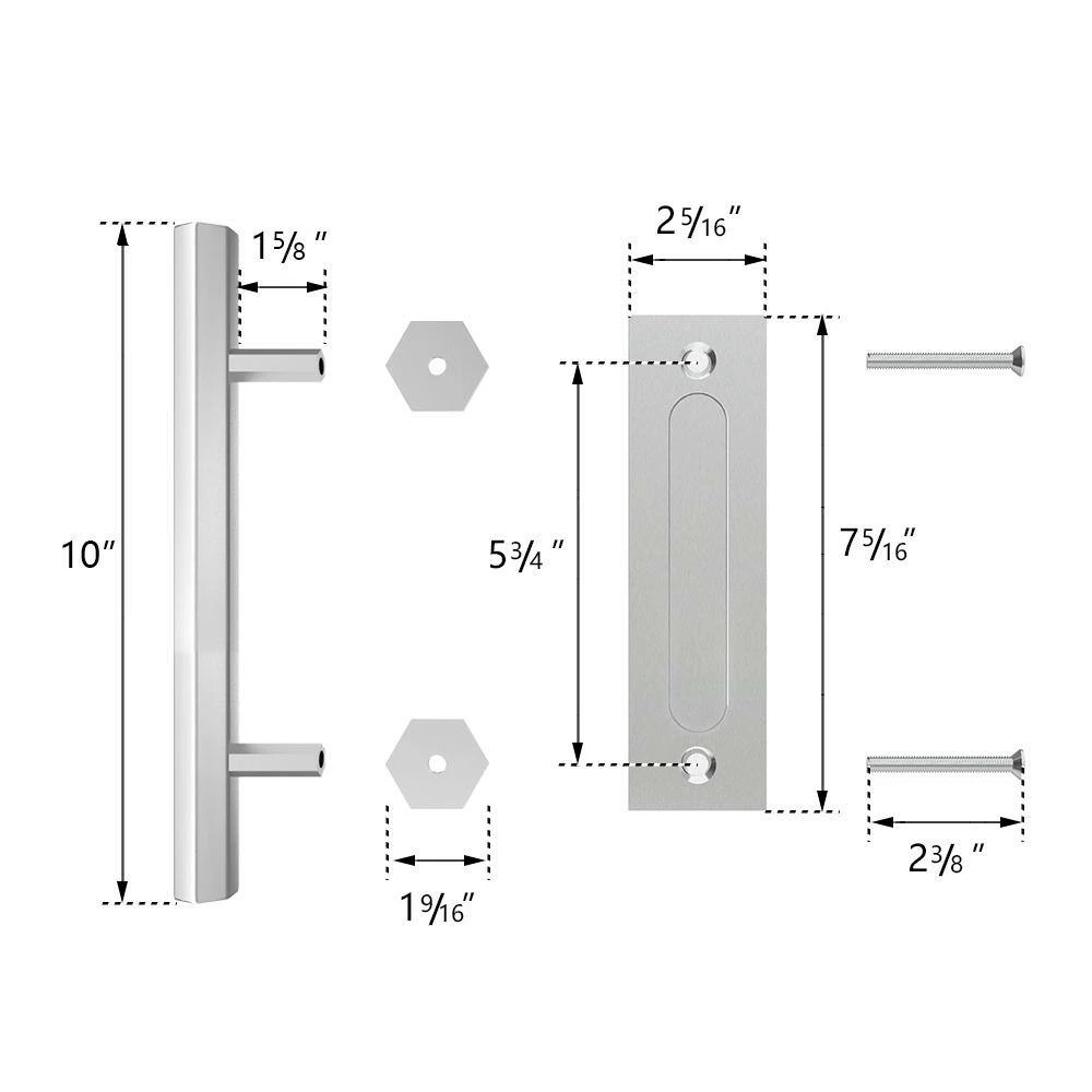 Coupon โ๏ธ Boyel Living 10 in. Stainless Steel Hexagon Pull and Flush Sliding Barn Door Handle Set โค๏ธ - Image 5