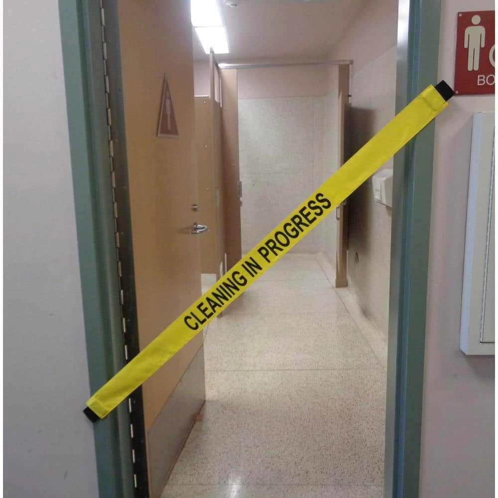 Wholesale โค๏ธ Magnetic Door Barrier Nylon Cleaning in Progress Safety Banner with Magnetic Ends. Fits up to a 51 in. Extra-Wide Doorway ๐ - Image 2