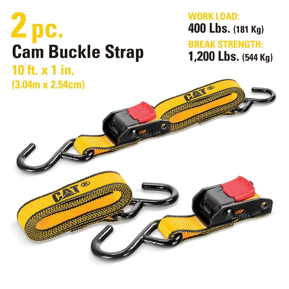 Buy 🌟 CAT 10 ft. x 1 in. Cambuckle Tie-Down Straps 400 lbs. (2-Pack) 🌟 - Image 2