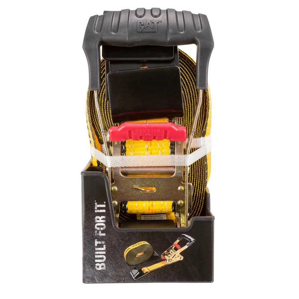 Hot Sale 🔥 CAT 27 ft. x 2 in. 3333 lbs. Heavy-Duty Trailer Tie-Down Strap with Flat Hooks 🛒 - Image 2